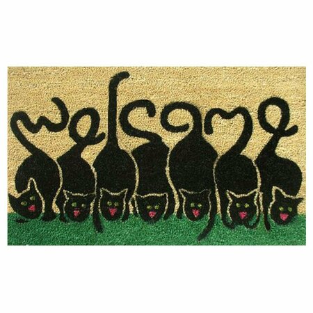 CONFIGURACION 24 x 36 in. Cats Welcome Rectangular Doormat Natural & Black CO2207275